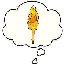 Cartoon Flaming Torch And Thought Bubble Royalty Free Stock Image