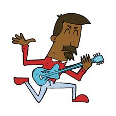 Cartoon Man Playing Electric Guitar Royalty Free Stock Images