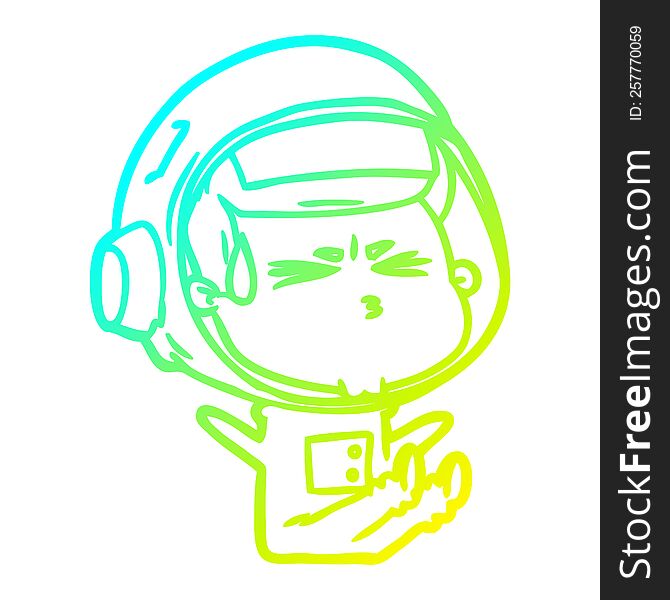 Cold Gradient Line Drawing Cartoon Stressed Astronaut