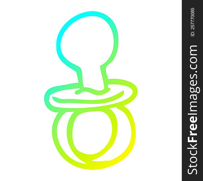 cold gradient line drawing of a cartoon baby pacifier