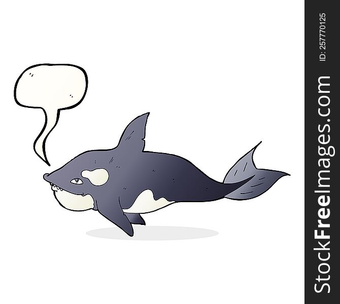 cartoon killer whale with speech bubble