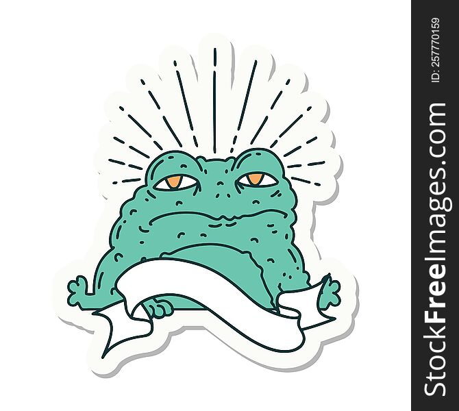 Sticker Of Tattoo Style Toad Character