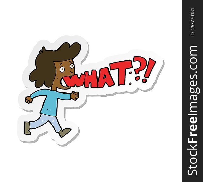 sticker of a cartoon woman shouting what