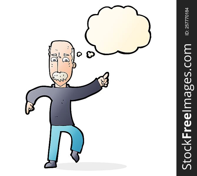 Cartoon Angry Old Man With Thought Bubble