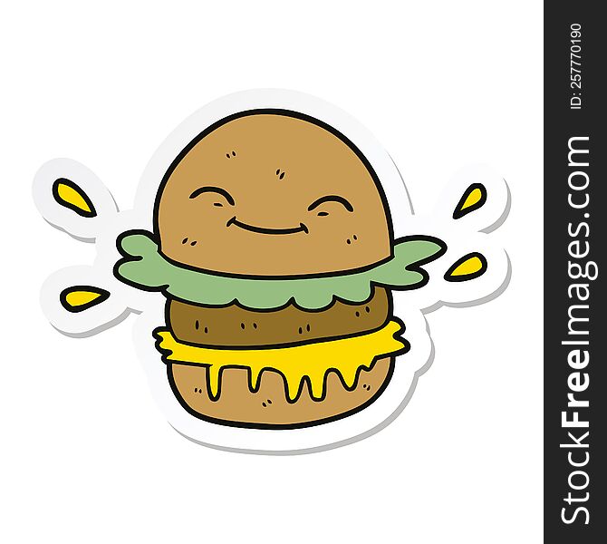 sticker of a cartoon fast food burger