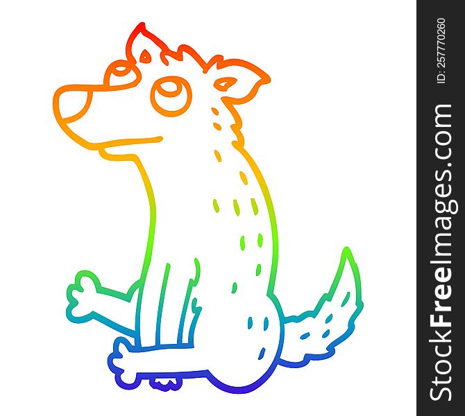 rainbow gradient line drawing of a cartoon dog sitting