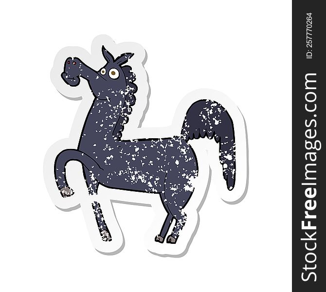 retro distressed sticker of a funny cartoon horse