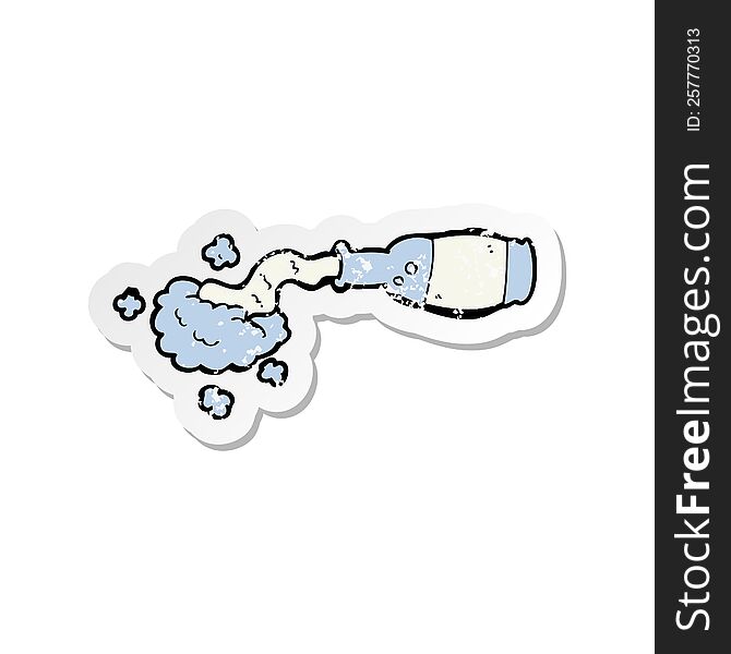 Retro Distressed Sticker Of A Cartoon Spilled Bottle