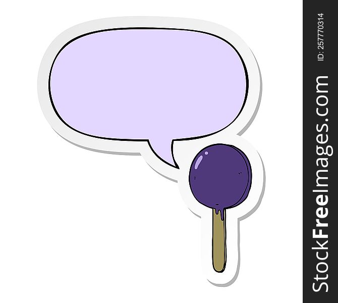 Cartoon Lollipop And Speech Bubble Sticker