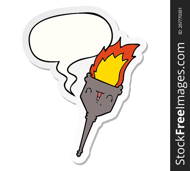 cartoon flaming chalice with speech bubble sticker