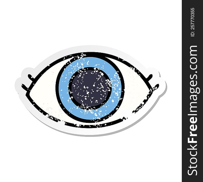 Distressed Sticker Of A Cute Cartoon Eye