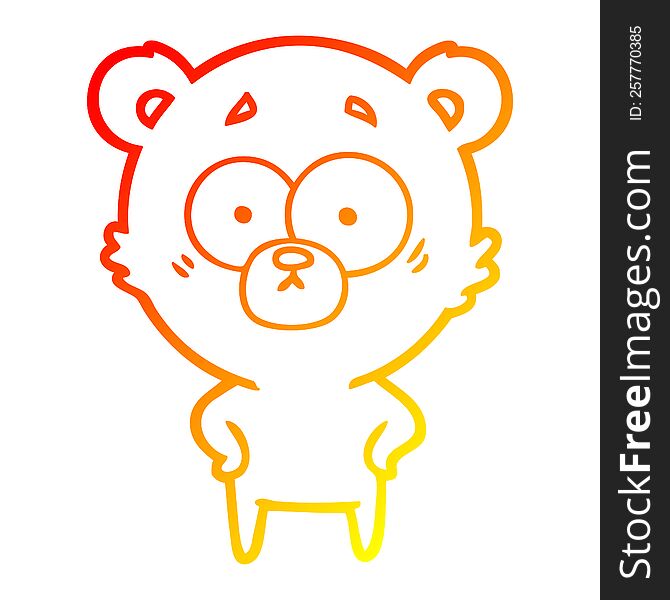 Warm Gradient Line Drawing Surprised Bear Cartoon