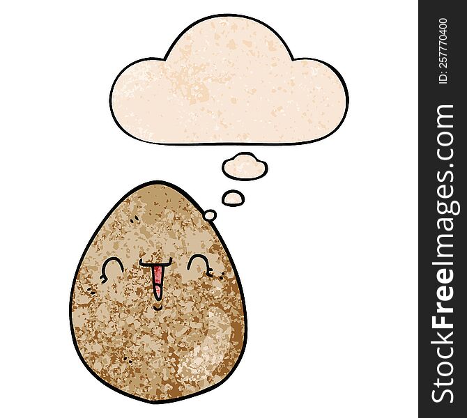 cartoon egg with thought bubble in grunge texture style. cartoon egg with thought bubble in grunge texture style