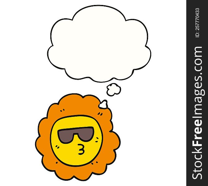 cartoon sunflower with thought bubble. cartoon sunflower with thought bubble