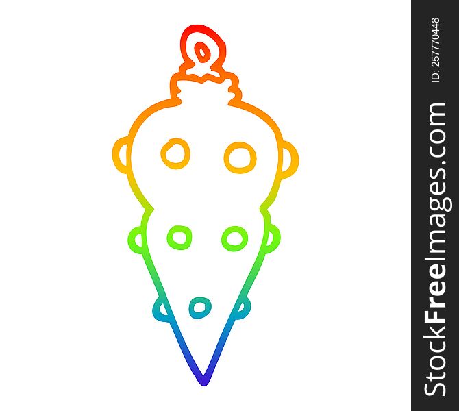 rainbow gradient line drawing of a cartoon christmas decoration