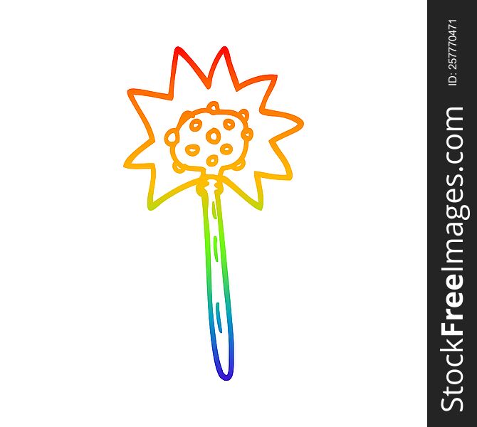 rainbow gradient line drawing of a cartoon mallet