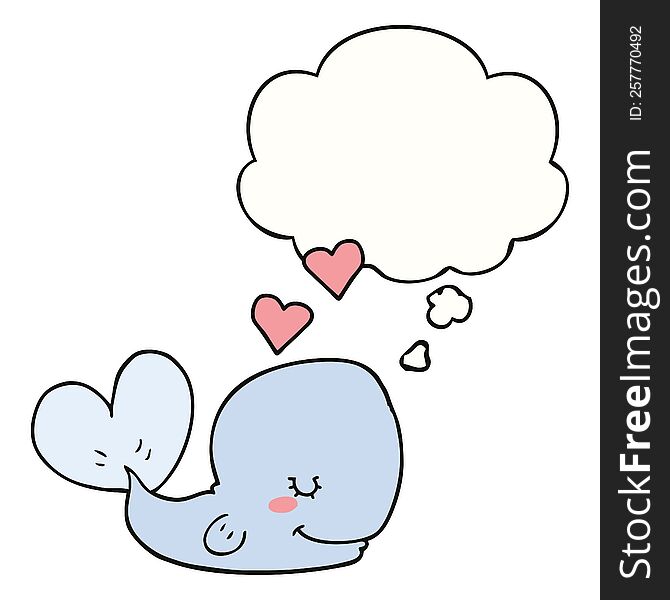 cartoon whale in love with thought bubble. cartoon whale in love with thought bubble