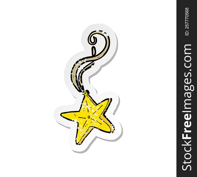 retro distressed sticker of a cartoon magic star necklace