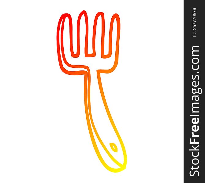 warm gradient line drawing of a cartoon fork