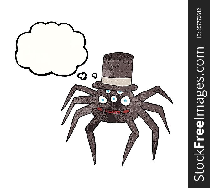 freehand drawn thought bubble textured cartoon halloween spider