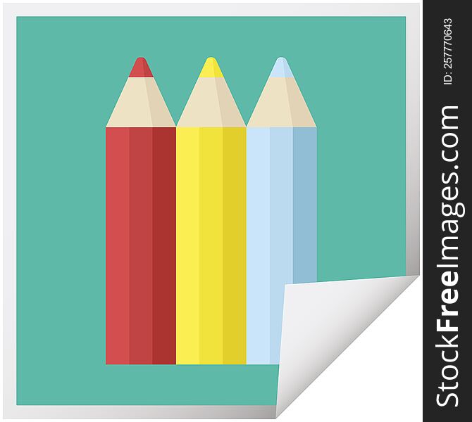color pencils graphic square sticker