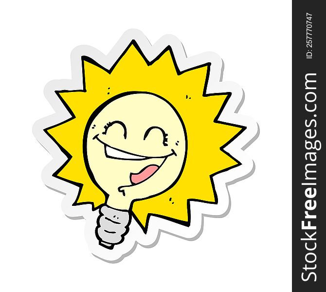 sticker of a happy light bulb cartoon