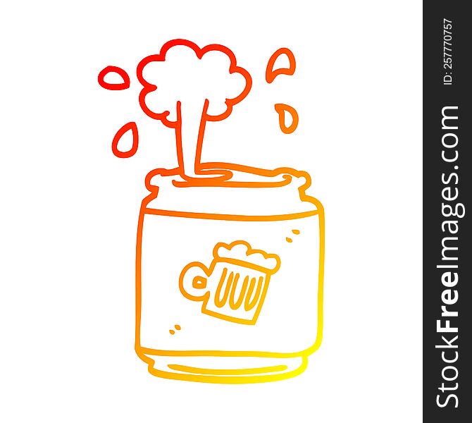 warm gradient line drawing of a cartoon can of beer
