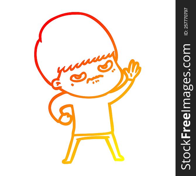 warm gradient line drawing of a angry cartoon boy