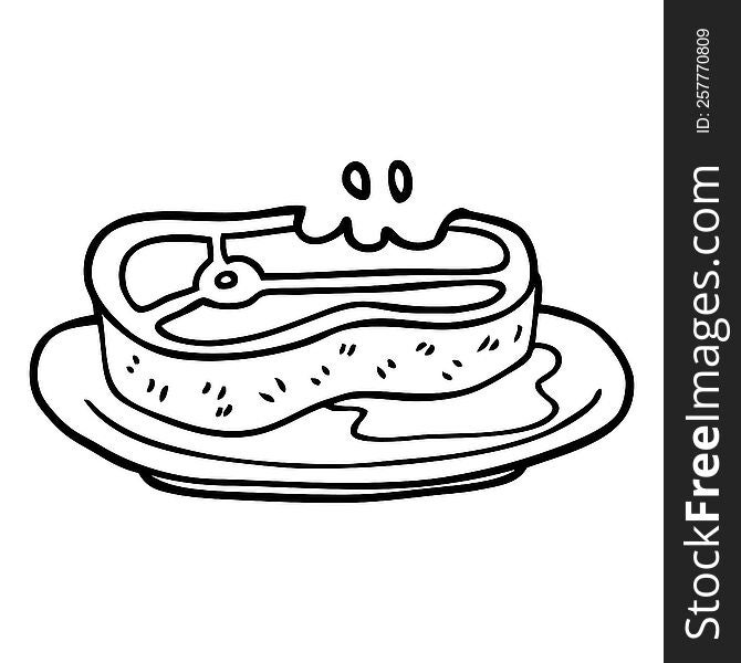 Line Drawing Cartoon Well Cooked Meat