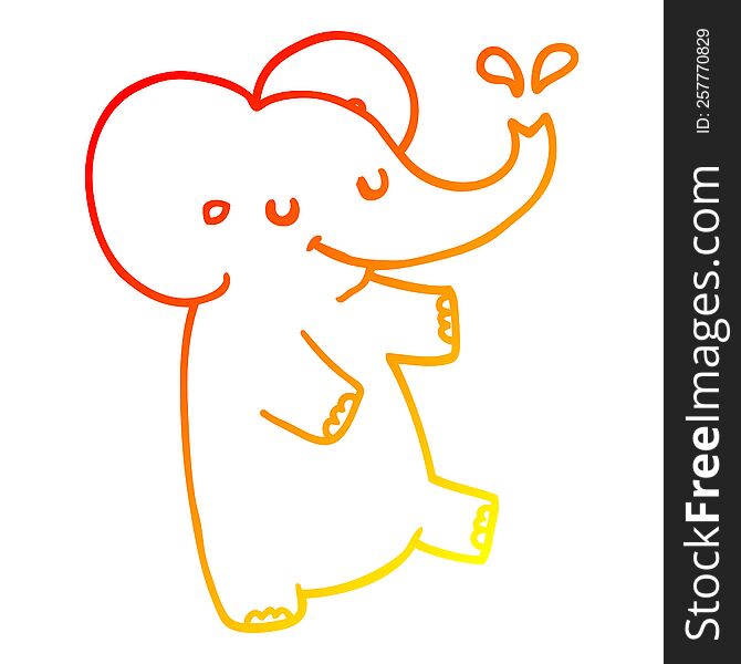 Warm Gradient Line Drawing Cartoon Dancing Elephant