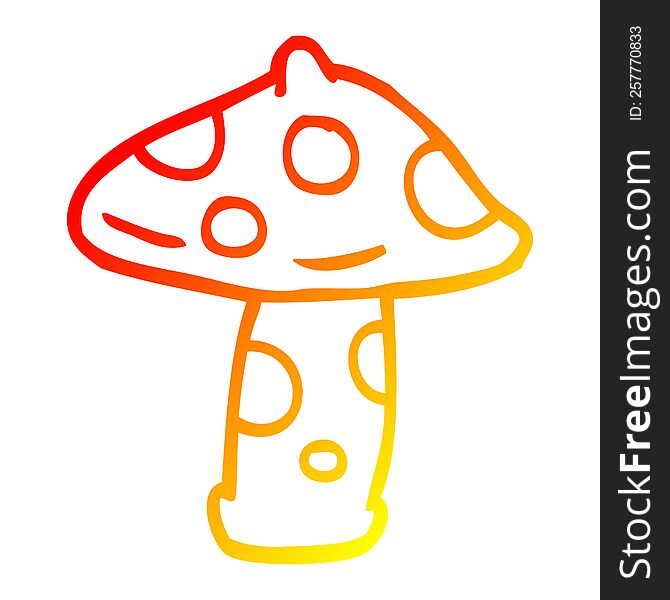 warm gradient line drawing of a cartoon toadstool