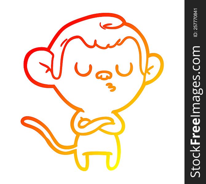 Warm Gradient Line Drawing Cartoon Annoyed Monkey