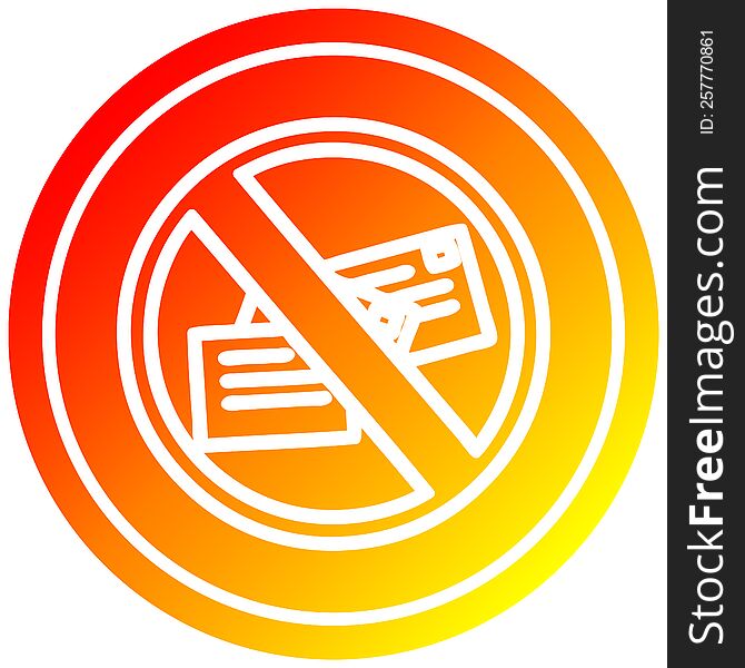 no mail circular icon with warm gradient finish. no mail circular icon with warm gradient finish