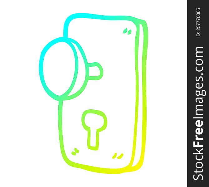cold gradient line drawing of a cartoon door handle