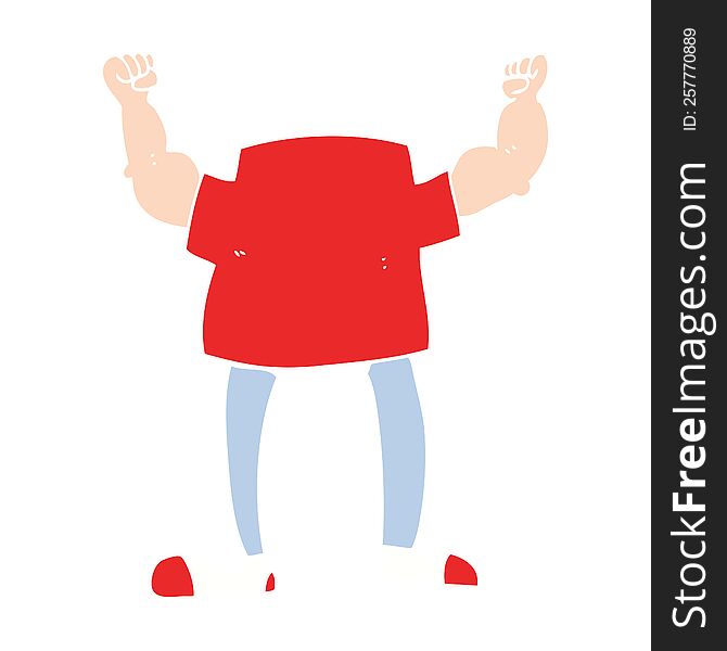 Flat Color Illustration Of A Cartoon Headless Man