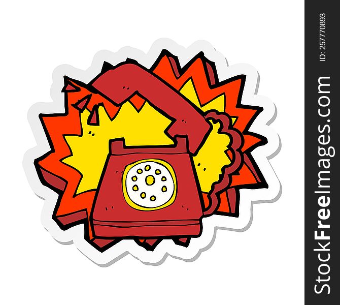 sticker of a cartoon ringing telephone