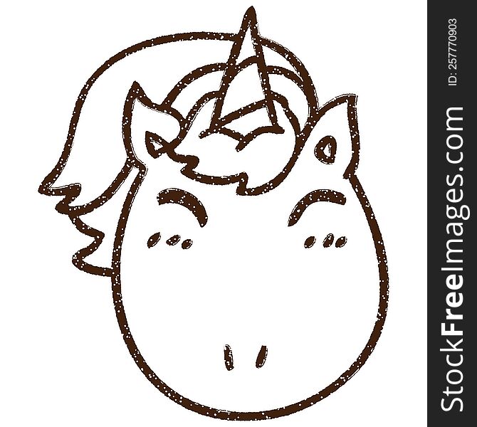 Unicorn Face Charcoal Drawing