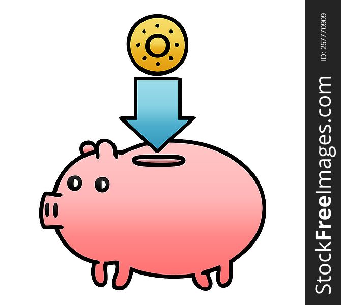gradient shaded cartoon of a piggy bank
