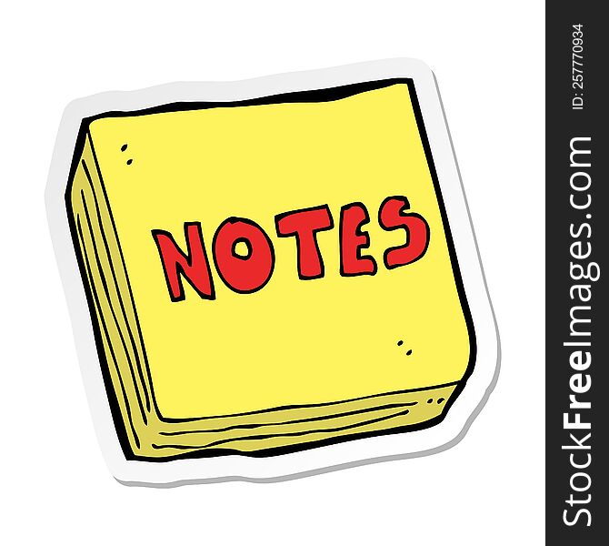 sticker of a cartoon notes pad