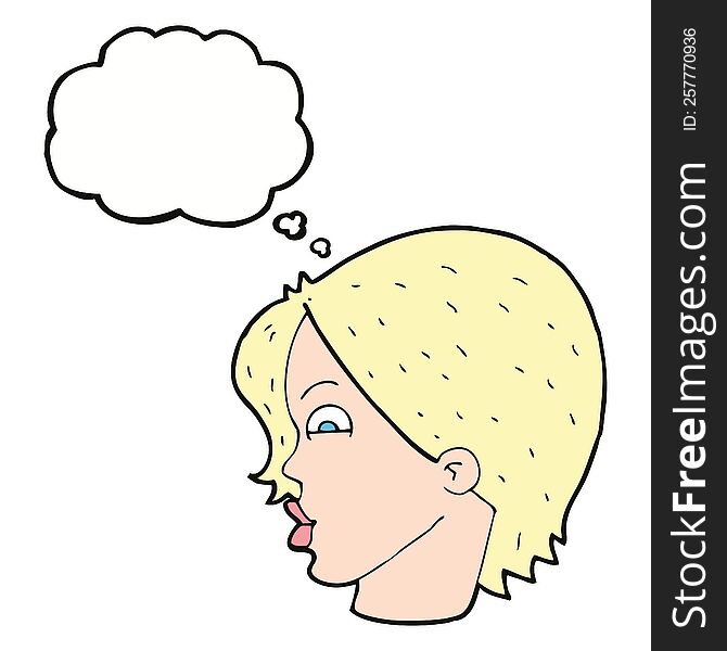 Cartoon Female Face With Thought Bubble