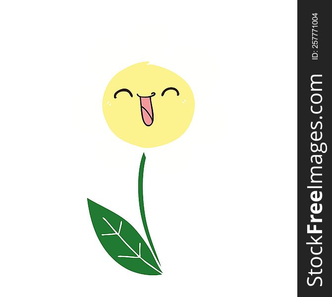 hand drawn quirky cartoon happy flower. hand drawn quirky cartoon happy flower