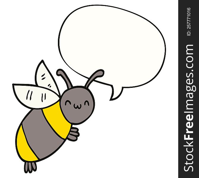 Cute Cartoon Bee And Speech Bubble