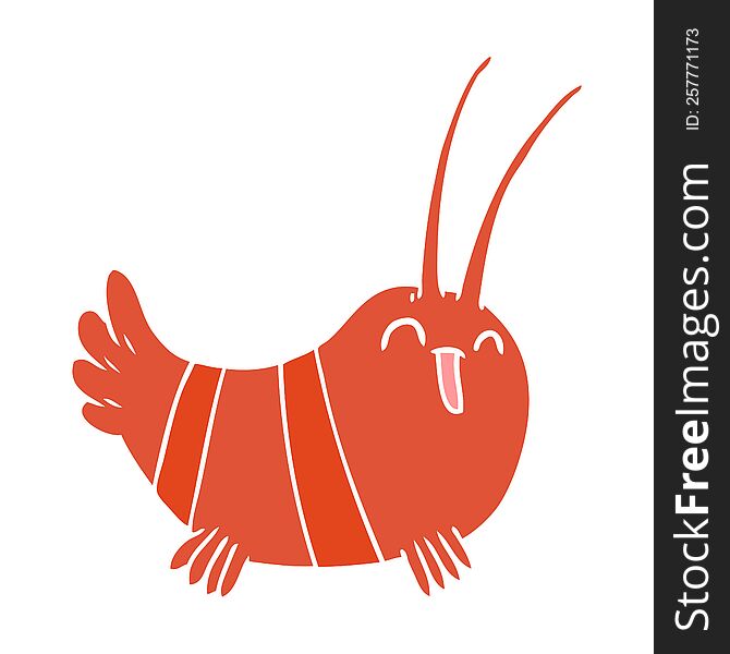 Flat Color Style Cartoon Crayfish