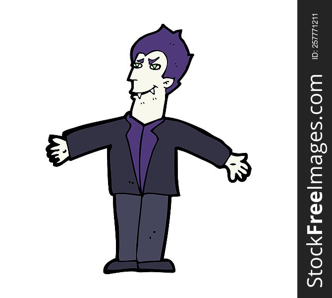 cartoon vampire man with open arms