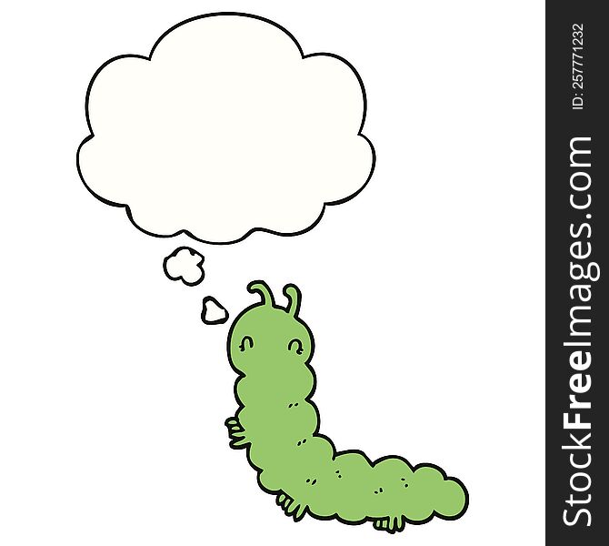 Cartoon Caterpillar And Thought Bubble