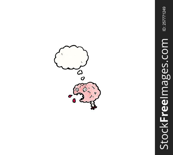 cartoon brain with thought bubble