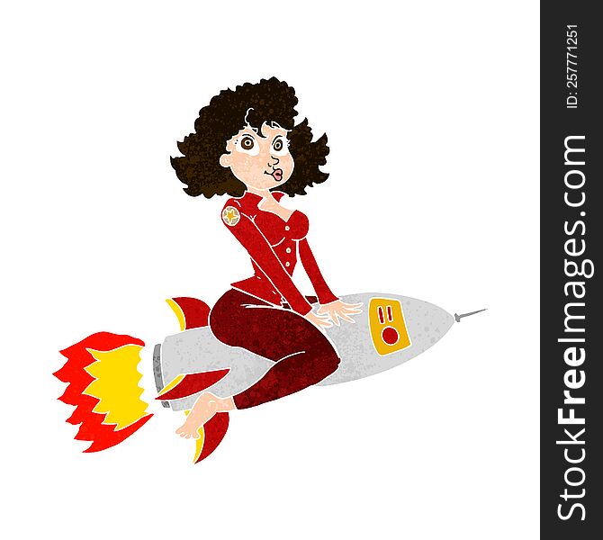 cartoon army pin up girl riding missile