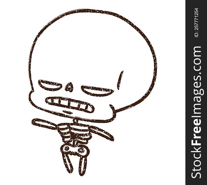 Angry Skeleton Charcoal Drawing