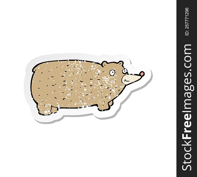 Retro Distressed Sticker Of A Funny Cartoon Bear