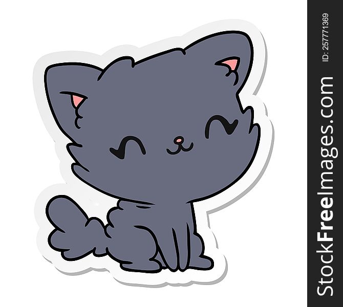 sticker cartoon illustration cute kawaii fluffy cat. sticker cartoon illustration cute kawaii fluffy cat